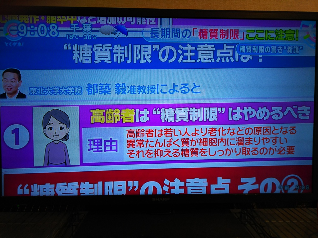 フジテレビ とくダネ! 糖質制限